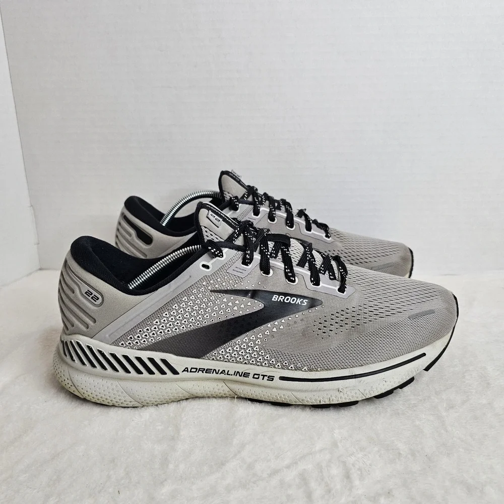 Brooks Adrenaline GTS 22 Men 12 Wide (2E)Grey Black Running Shoes 1103662E012
